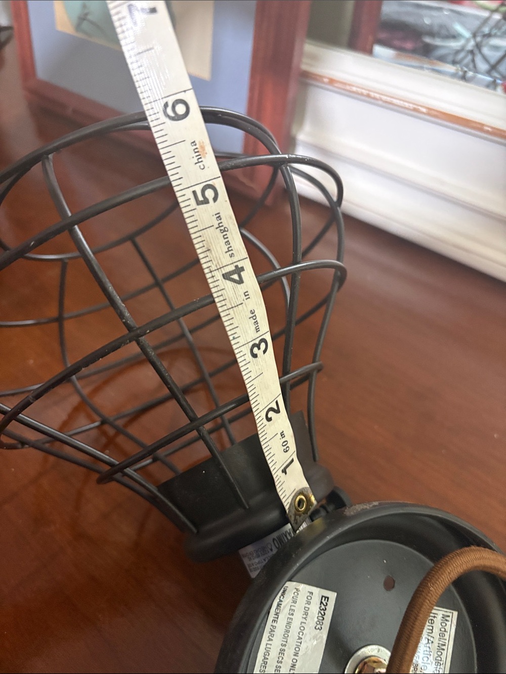Industrial Cage Ceiling Light Fixture in Matte Black/Brown - Picture 7 of 7